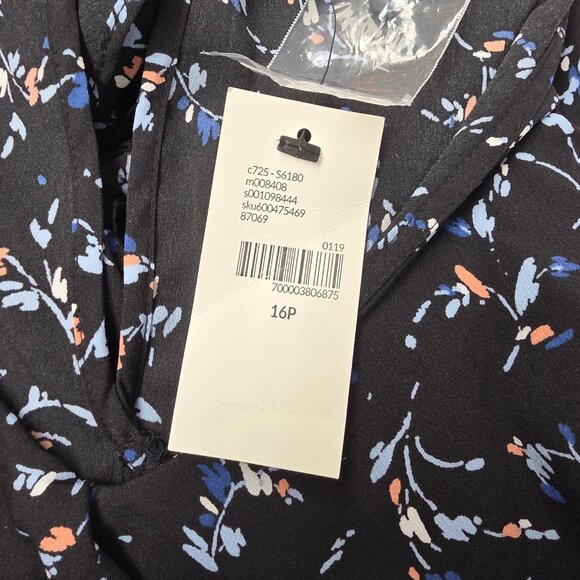 Lane Bryant Dress Womens 16P Black Floral Ruffle Cold Shoulder Belted Midi - Picture 14 of 14